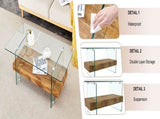 40.3-inch sturdy double-layer coffee table - tempered glass tabletop and table legs, with a W1512P317685