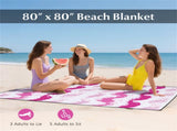 4-Piece Beach Set with 6.2ft Sun-Proof Umbrella, 2 Folding Chairs & 80"x80" Waterproof Blanket-Pink 29218585