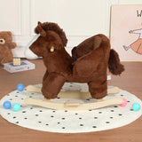 Kids Ride-On Rocking Horse Toy with Lullaby Song,Horse Rocking Toy with Hand Puppets and Safety Belt 08256957