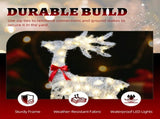 3-Piece Lighted Tinsel Christmas Reindeer Family Outdoor Decorations, Weather Proof Deer Family 31183230