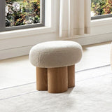 W8017-1 Mushroom stool, grieg plush cushion, wooden barrel PVC pipe, walnut finish W2085129982