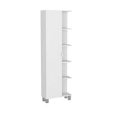 Urano Corner Linen Cabinet, Five External Shelves, Single Door, Four Interior Shelves -White B20091991