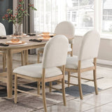 ZNTS Natural Finish Dining Side Chairs Set of 2, Beige Fabric Upholstered Seat Back Classic Luxury Dining B011P285301