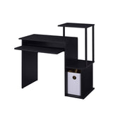 ZNTS Black Computer Desk with Keyboard Tray and Open Shelving B062P184532