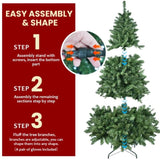 Artificial 7ft Green RGB-lit Christmas Tree with 1063PVC Mixed Branch Tips,Hinged Premium & Foldable 81177802