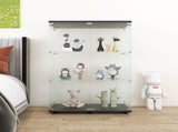 Two-door Glass Display Cabinet 3 Shelves with Door, Floor Standing Curio Bookshelf for Living Room W1806104445