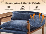 Cloud Shaped Indoor Leisure with Solid Wood Armrest & Solid Wood Frame, Chenille Fabric Accent 20845574
