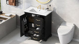 ZNTS 30" Bathroom Vanity with Sink, One Package, Black Bathroom Cabinet with Drawers, Solid Frame and MDF N725P192829B