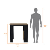 FM FURNITURE Arial Kitchen island in melamine with a door and open storage, black/natural oak B128P217896