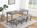 Bar Table Set with Power Outlet, Bar Table and Chairs Set, 4 Piece Dining Table Set, Industrial W487P339352