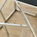 Modern Glass Console Table, 55" Gold Sofa Table with Sturdy Metal Frame and Black Tempered Glass W1567110797