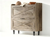 2-Drawer Top-Mounted Barn Door Shoe Cabinet Melamine Board Embossed MDF Shoe Cabinet 60682499