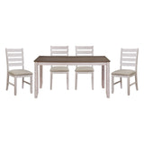 ZNTS Casual Dining Room Side Chairs 2pc Set Grayish White Finish Upholstered Seat Transitional Design B01151374