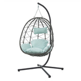 ZNTS Egg Chair Stand Indoor Outdoor Swing Chair Patio Wicker Hanging Egg Chair Hanging Basket Chair 21430320