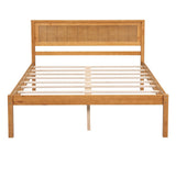 ZNTS Platform Bed Frame with Headboard, Wood Slat Support, No Box Spring Needed, Full, Oak WF212812AAN