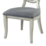 ZNTS Transitional Antique White and Gray Side Chairs Set of 2 Chairs Dining Room Furniture Padded fabric B01152296