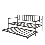 Twin Daybed with Trundle Multifunctional Metal Lounge Daybed Frame WF189880AAB