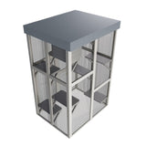 70.5 Tall Wooden Catio Outdoor Cat Enclosure, Gray Cat House Large Solid Wood Cage Playpen with 6 W773P307596