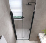 32 "x 72" Bifold Shower Door, 1/4" Tempered Glass, Matte Black Aluminum Frame, Explosion Proof W1675P307147