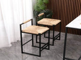 Set of 2 Water Hyacinth Woven Bar Stools with Back Support Counter Height Dining Chairs for Kitchen, W1757104751
