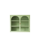 27.56"Glass Doors Modern Two-door Wall Cabinet with Featuring Three-tier Storage for Entryway Living 01365223
