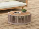 Outdoor Rattan rope & Acacia Wood Coffee Table - Patio Balcony Furniture for Garden, Yard, Balcony N770P298632B