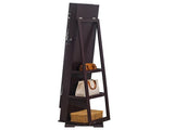 Brown Spray-Painted MDF Rotatable Freestanding Jewelry Mirror Cabinet, Square 70563509