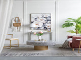 35x35x16" Unique Gray Black Ivory Capiz Coffee Table with Gold Pedestal Base W2078P154259
