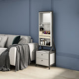 ZNTS 360&deg; Swivel Jewelry Armoire & Makeup Mirror Cabinet With 2 Bottom Drawer, Rotates Freely, Spacious W760P152287