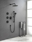 Shower System with Shower Head, Hand Shower, Slide Bar, Bodysprays, Shower Arm, Hose, Valve Trim, TH-68111-MB