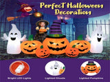 9ft Inflatable Halloween Decor 5 Pumpkins, 2 Ghosts, Internal LED Lights, Waterproof Polyester, 95470629