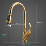 Gold Faucet with Pull Out Sprayer Brushed Gold Single Handle 1 Hole High Arc Pull Out W1932124131