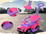 Pink 3-in-1 Kids Ride-On Push Car Stroller Sliding Car with Horn, Music, Lights & Secure Bar 22430753