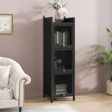 Modern Three-tier Glass Door Cabinet with Featuring Four-tier Storage, for Entryway Living Room W757P241564