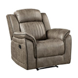Classic Sandy Brown 1pc Reclining Chair Plush Comfort Pillow-Top Arms Vertical Tufting Solid Wood B011P173410