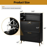Double Door 6-Layer Shoe Cabinet with High Foot LED Lights Particle Board 80*38*90cm Black 37595118