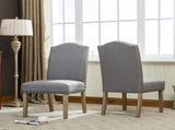 Mod Urban Style Solid Wood Nailhead Grey Fabric Padded Parson Chair, Set of 2 T2574P164550