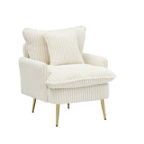 30.31 inch single chair Fashion sofa, beige sofa, coarse corduroy fabric, soft and comfortable, W1278P360531