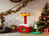 29.5in Christmas Themed Plush Cat Tree, Multi-level Cat Tower with Cat Condo, Top Crown Perch, Sisal 29552567