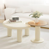 Circular Beige Cream Coffee Table Set Easy Assembly for Living Room W3081P254978