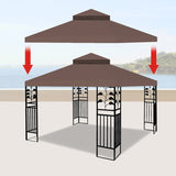 10x10 Ft Outdoor Patio Gazebo Replacement Canopy, Double Tiered Gazebo Tent Roof Top Cover W41939705
