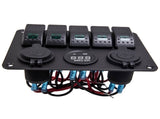 5 Gang On-Off LED Toggle Switch Panel 2USB Charger Adapter fit for Car Boat Marine 63481865