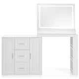59" Makeup Vanity Desk with Mirror, Vanity Mirror with Lights, Dressing Table with 3 Drawers and 2 N704P263504K