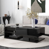 ZNTS ON-TREND Modern Coffee Table with Tempered Glass, Wooden Cocktail Table with WF303936AAB