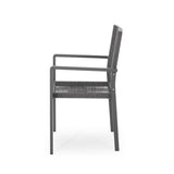 Outdoor Modern Aluminum Dining Chair with Rope Seat , Gray and Dark Gray 70660.00DGRY