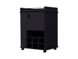 Allandale 1-Door Bar Cart with Wine Rack and Casters Black B062111721