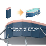 3.65m oval free inflatable garden PVC swimming pool dark blue W2710P337296