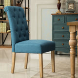 Habit Solid Wood Tufted Parsons Dining Chair, Set of 2, Blue T2574P164541