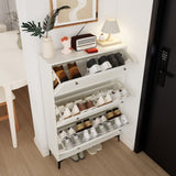 Modern and stylish white shoe cabinet with 3 flip drawers, entrance shoe narrow shoe rack W3166P268392
