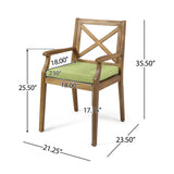 PERLA DINING CHAIR,2PCS with 2 Green Cushions,for Backyard, Poolside, Garden N762P251938F